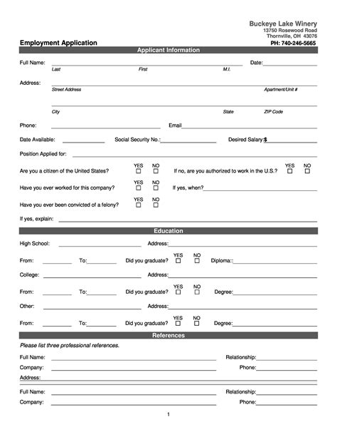 Application For Employment Printable