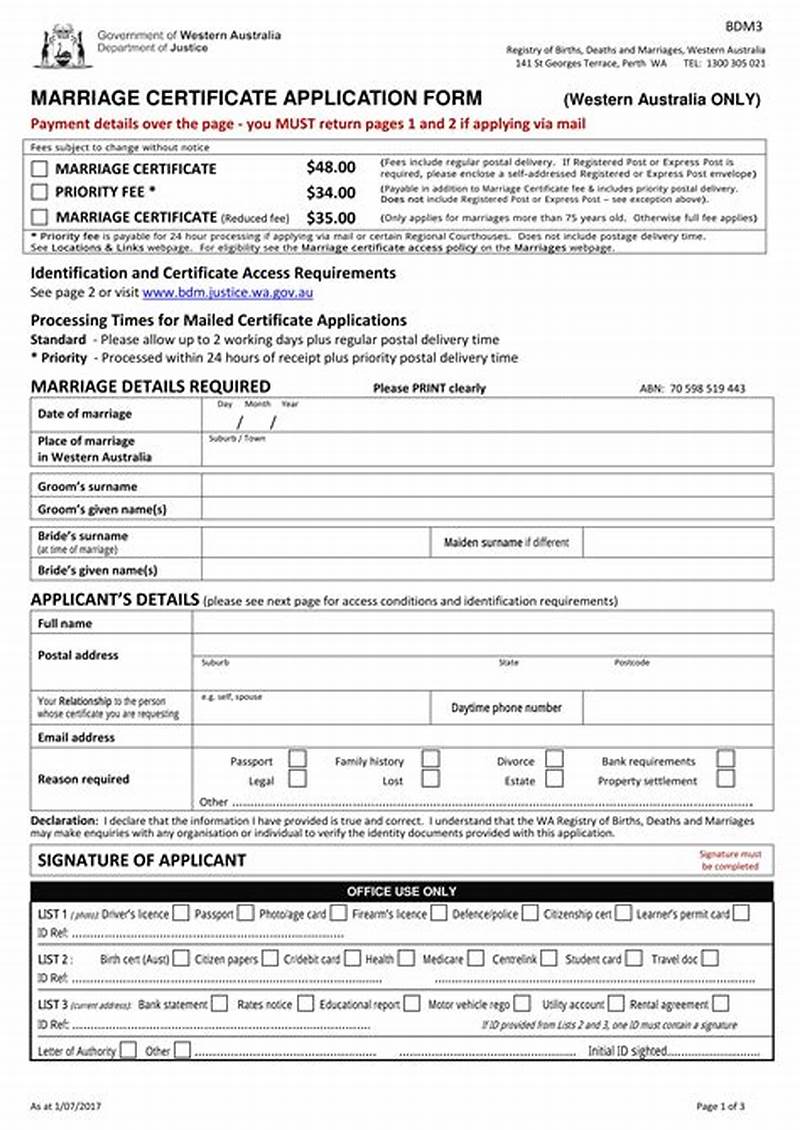Application For Marriage License Form Sample