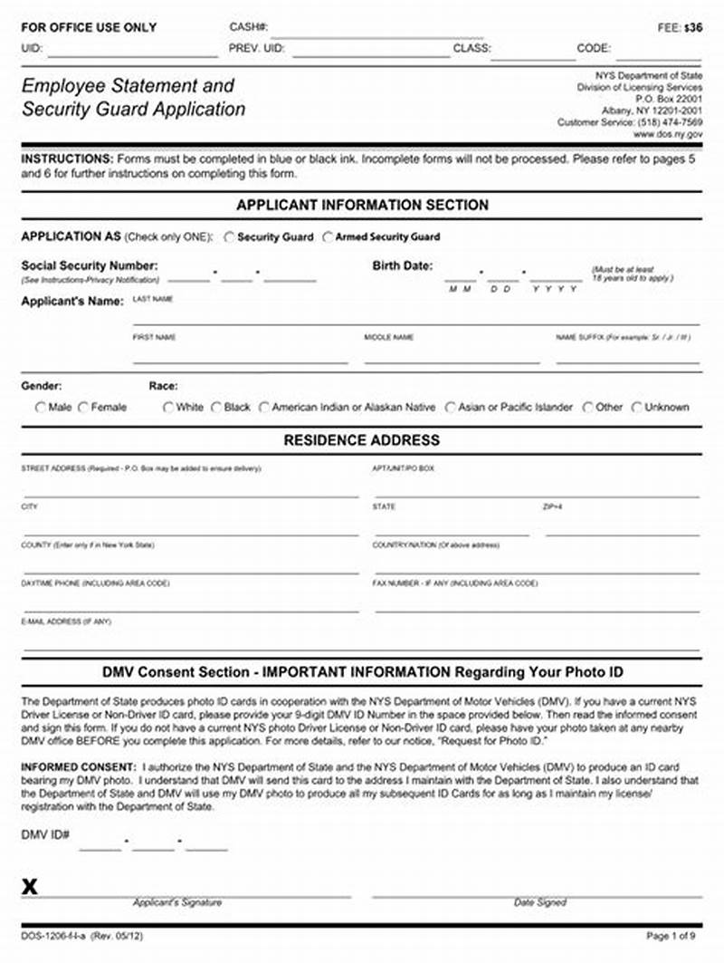 Application Form For Security Guard License