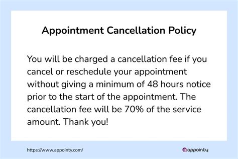 Appointment Cancellation Policy Template