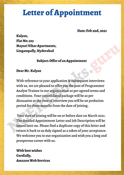 New letter form appointment of xxvi 774