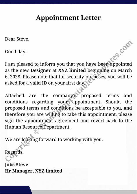 New appointment letter xxvi form of 462
