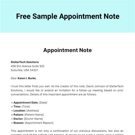 Appointment Notice Template