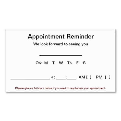 Reminder Card Template