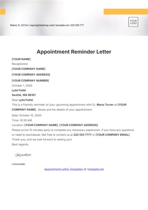 Appointment Reminder Template