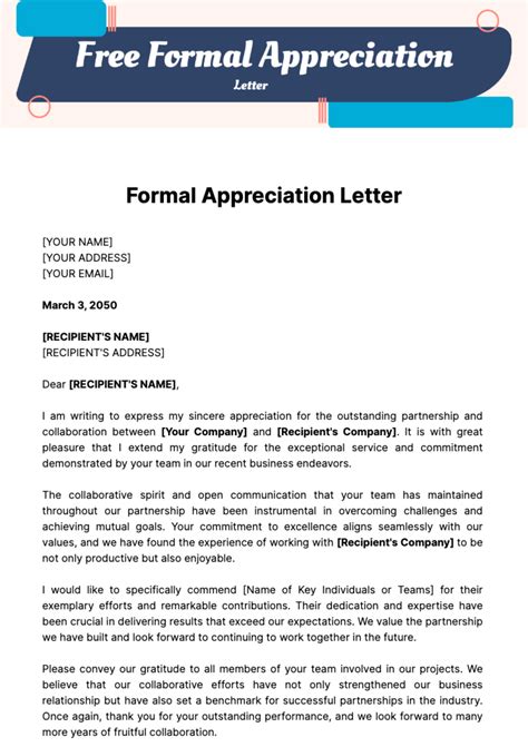 Appreciation Letter Template