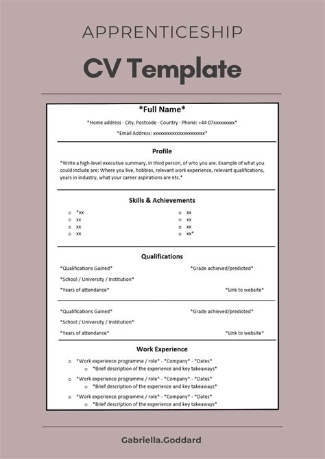 Apprenticeship Cv Template