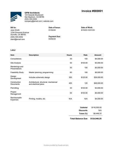 Architect Invoice Template