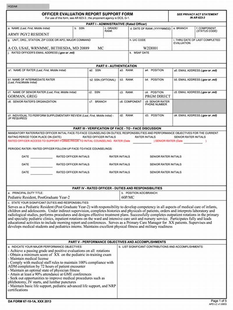 Army Oer Support Form Example