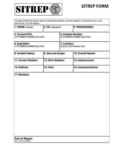 Army Sitrep Template