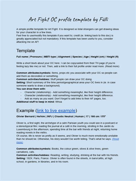 Art Fight Bio Template
