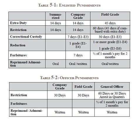 Article 15 Punishment Chart