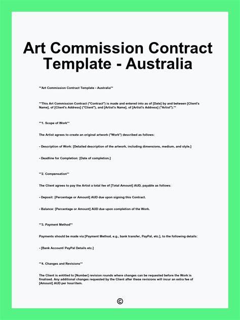 Artist Commission Contract Template Free