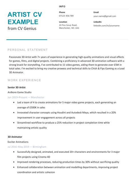 Artist Cv Template