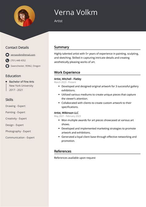 Arts Resume Template