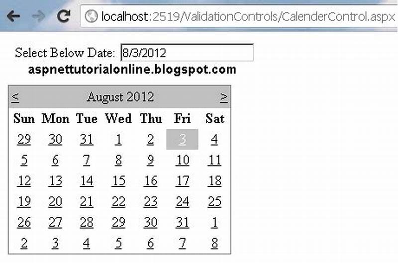 Asp Net Calendar Control With Textbox Example