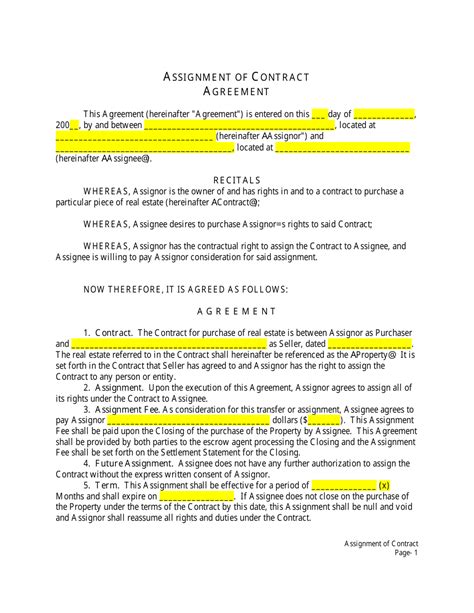 Assignment Contract Template