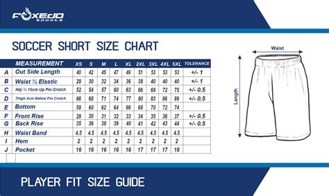 Athletic Short Size Chart