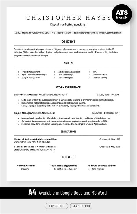 Ats Compatible Resume Template
