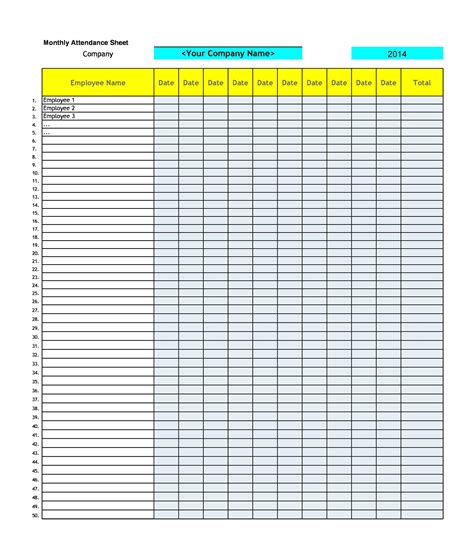 Attendance Sheet Template In Word