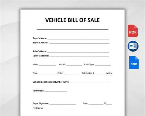 Auto Bill Of Sale Template Word
