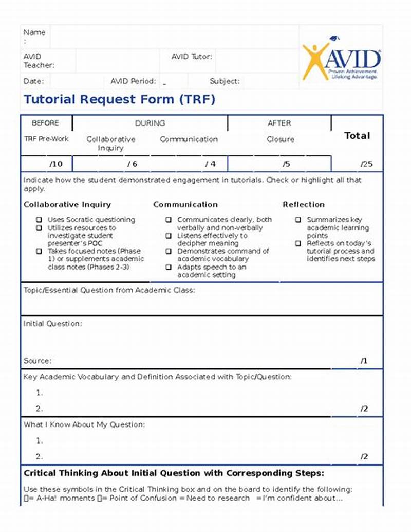 Avid Tutorial Request Form Sample