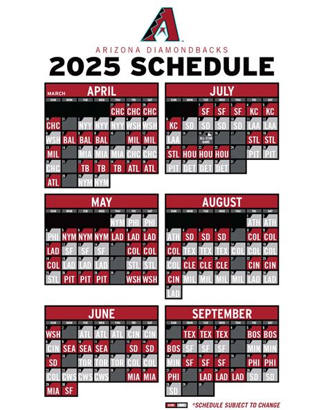 Az Diamondbacks Printable Schedule