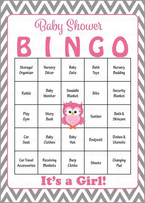 Baby Shower Bingo Free Printable