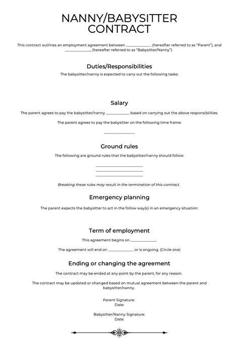 Babysitter Contracts Template