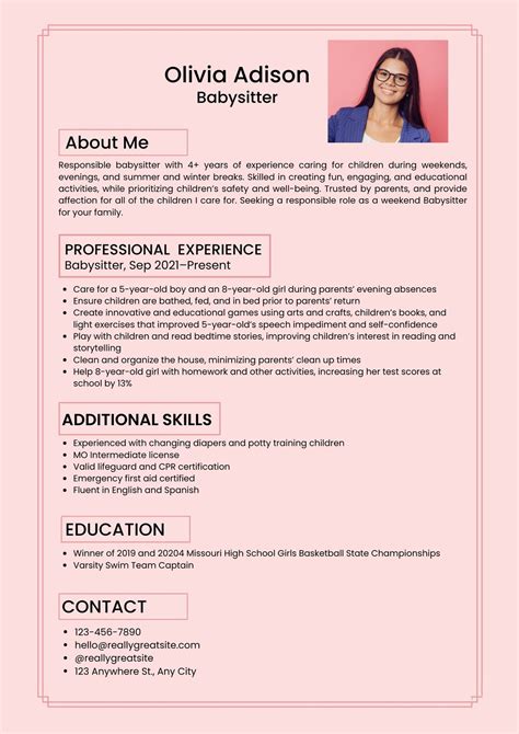 Babysitting Resume Template