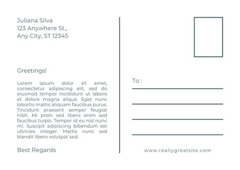 Back Of Postcard Template