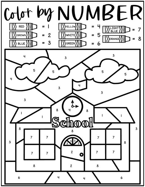 Back To School Color By Number Free Printable