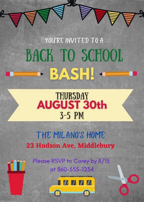 Back To School Party Invitation Templates Free