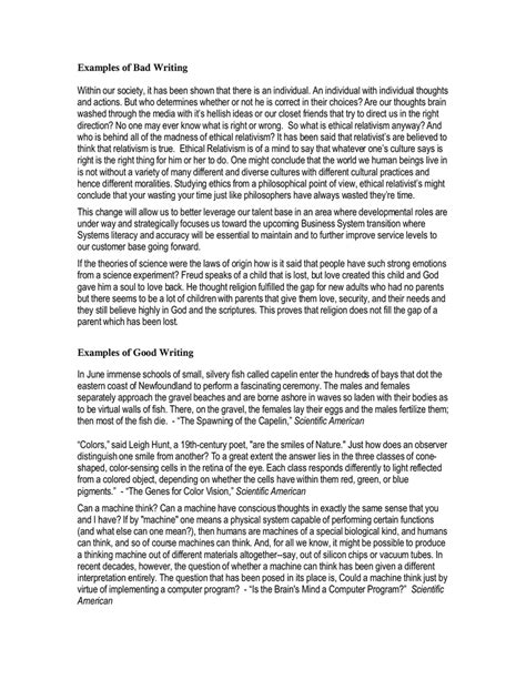 Bad Writing Samples From College Catalog