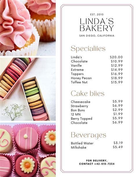 Baking Menu Template