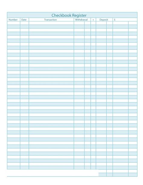 Bank Account Register Printable