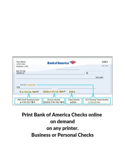 Bank Of America Check Template