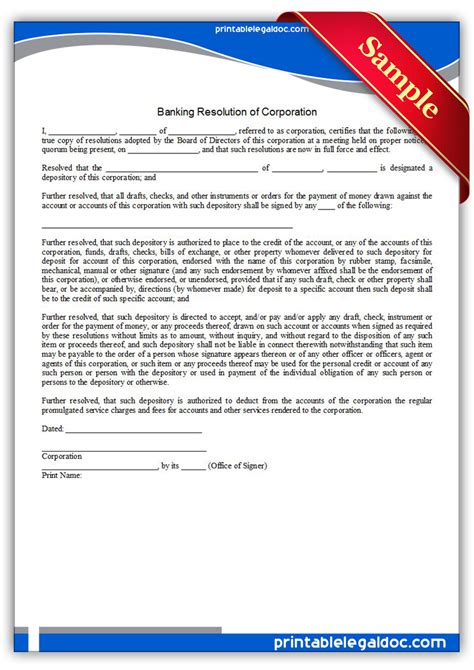 Banking Resolution Template
