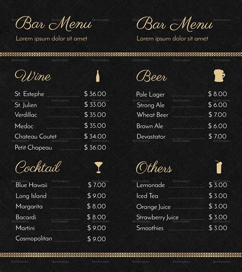 Bar Menu Template