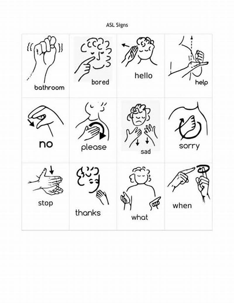 Basic Beginner Free Printable Sign Language Words