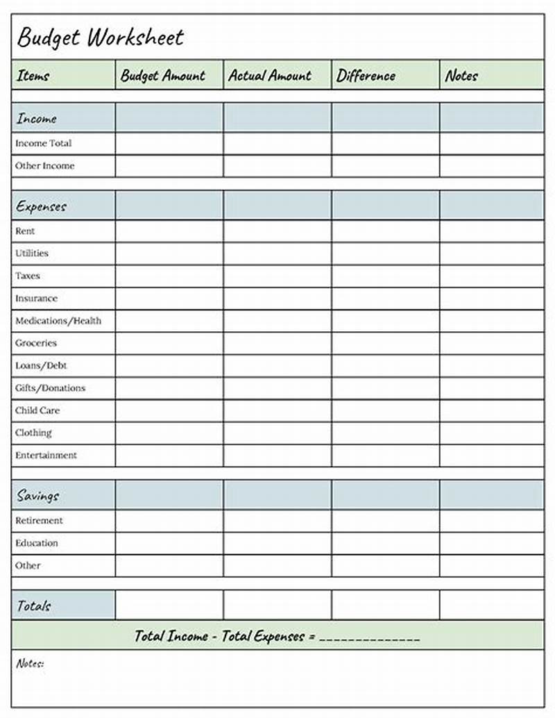 Basic Budget Worksheet Printable