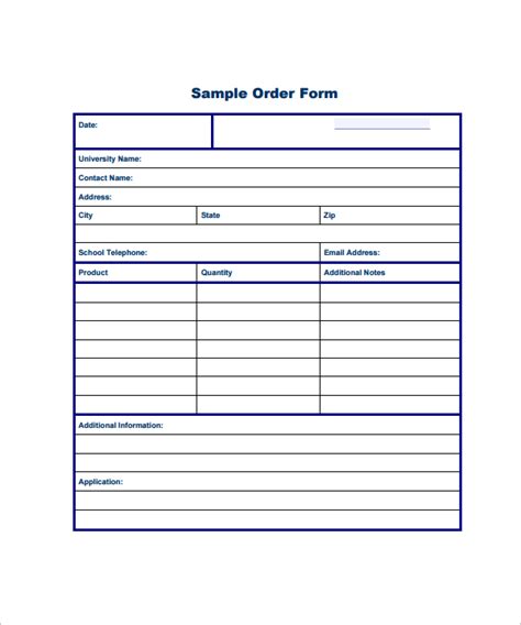 Basic Printable Order Forms Templates Free For Word