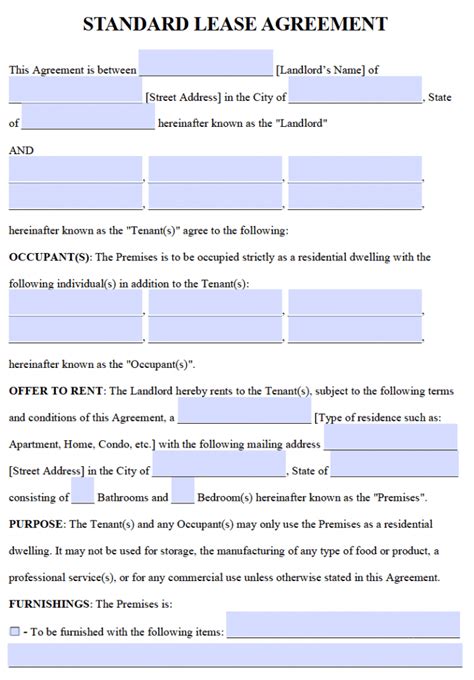 Basic Rental Lease Template