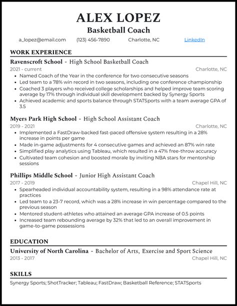 Basketball Coach Resume Template