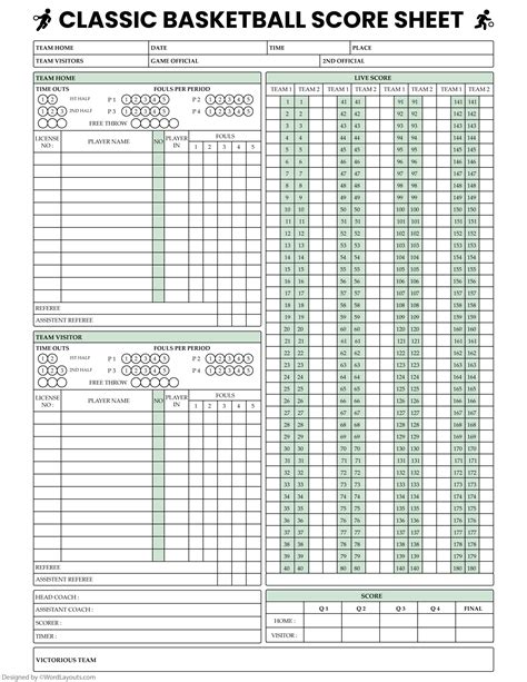 Basketball Scoresheet Template