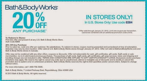 Bath And Body Works Printable Coupons 2015