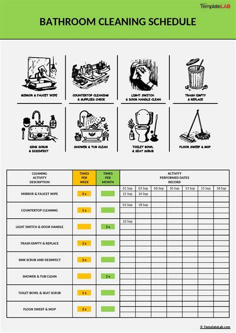 Bathroom Cleaning Schedule Template