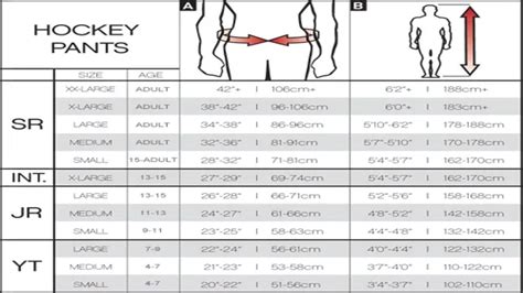 Bauer Pants Size Chart