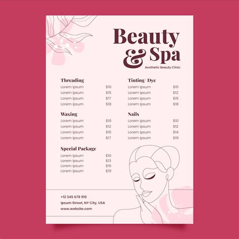 Beauty Salon Menu Template