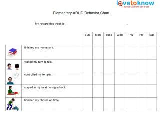 Behavior Chart For Adhd